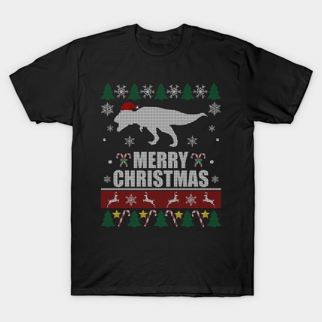 Tyrannosaurus Rex Santa Hat T-Shirt by Sleazoid